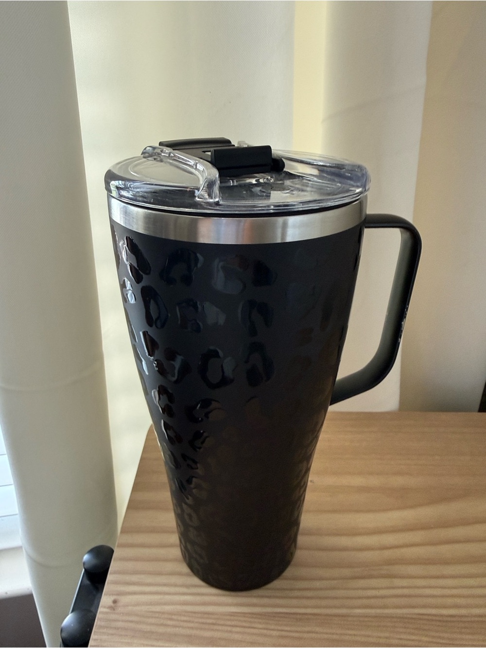 Black Leopard Embossed 30oz Brumate Travel Mug with Lid and Handle